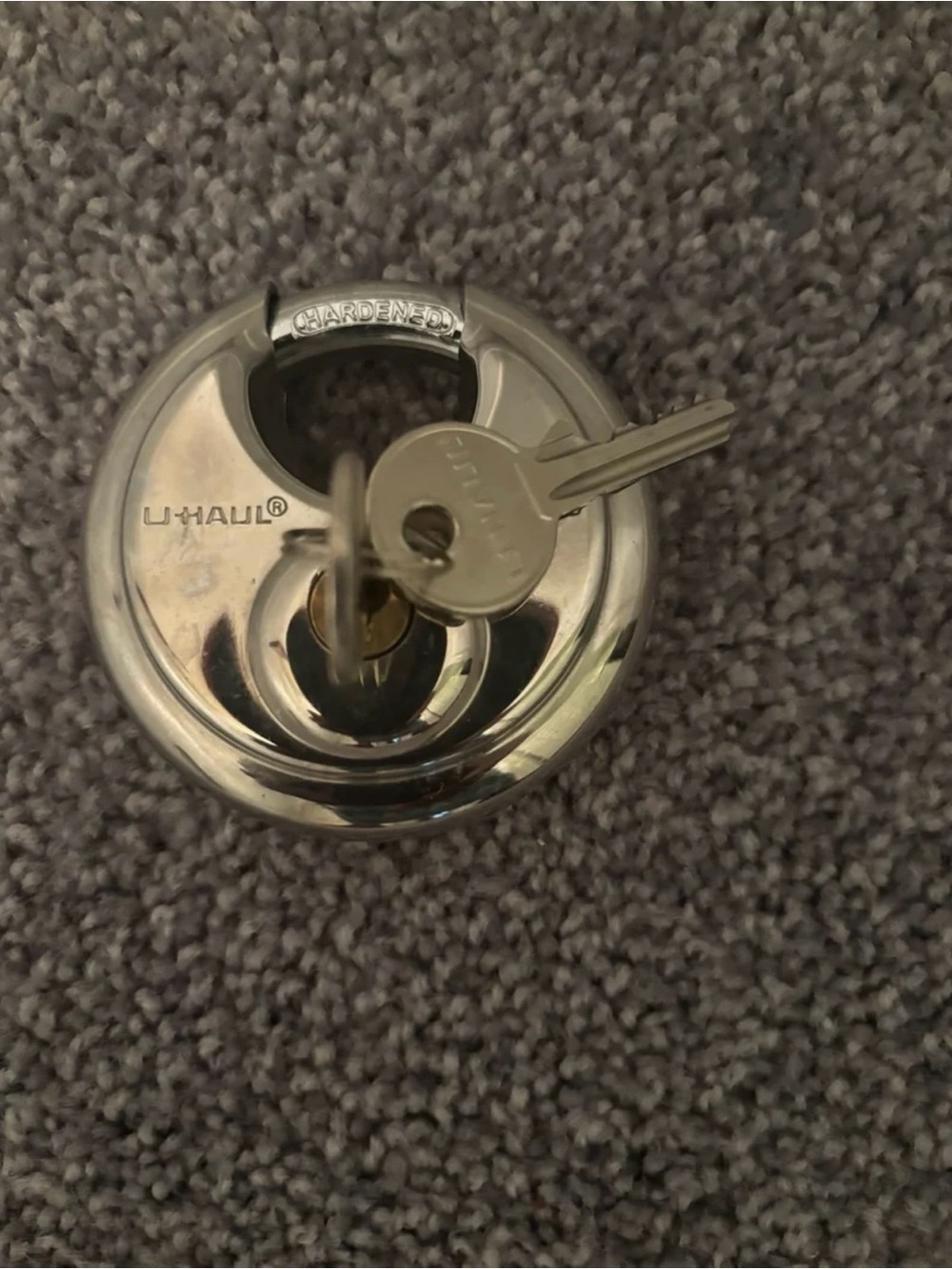 U-Haul Hardened Round Disc Padlock with 2 Keys-Stainless Steel Heavy Duty Locks